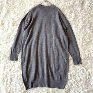 Loworn Mock Neck Mid-Length Knit Dress M Gray